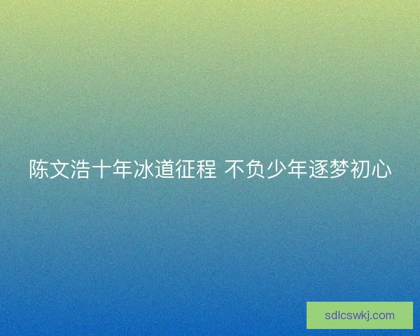 陈文浩十年冰道征程 不负少年逐梦初心